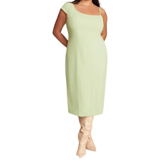11 Honore dress Solange one shoulder midi light green size 18 - Picture 1 of 9